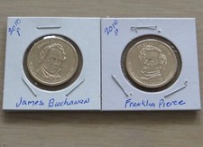 2-President $ 2010p James Buchanan, Franklin Pierce (4P16,17) nice Dollar coins