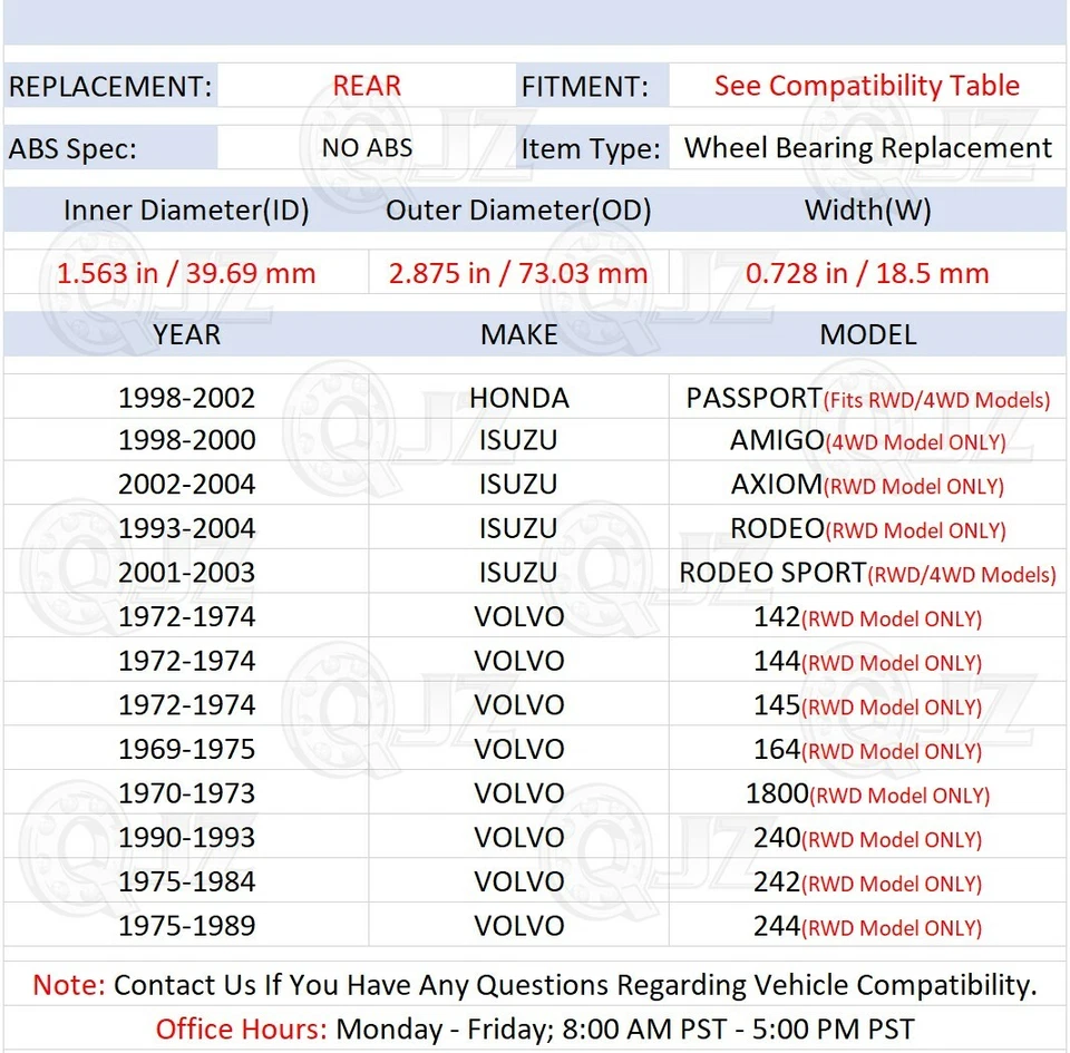 [TRASERO (cantidad 1)] Cojinete de cubo de rueda con cuello de bloqueo para Volvo 1800 1970-1973 modelo tracción trasera Foto 2 de 4
