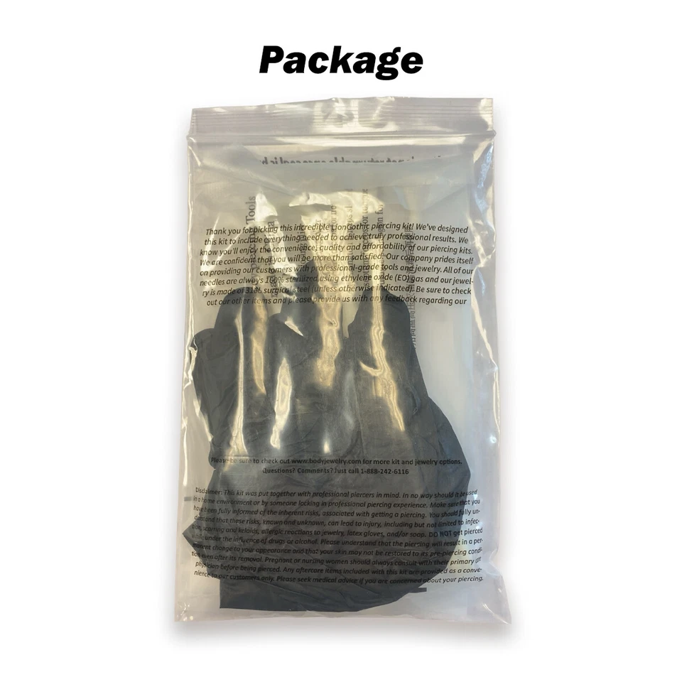 Labret Piercing Kit Lip 16ga Piercing Jewelry Gloves Clamp Needle 5 piece  - Image 3 of 3