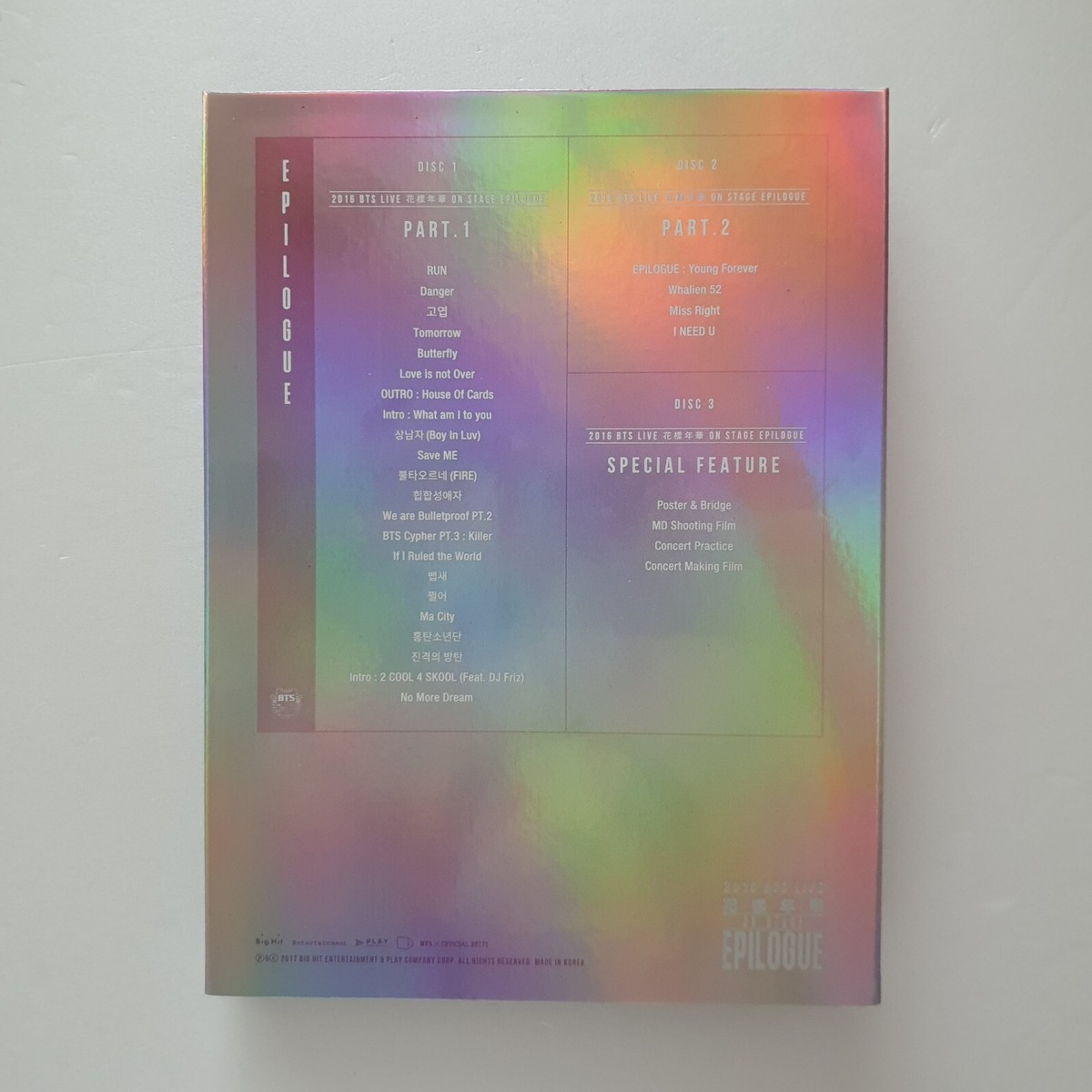 BTS Official 2016 HYYH Live On Stage Epilogue Concert DVD Set