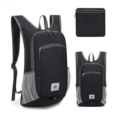 15L Small Hiking Backpack Lightweight Foldable Packable Travel Daypack Black