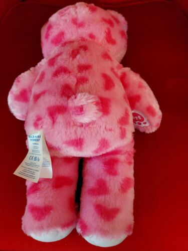 Build A Bear Plush Pink Teddy Love Hearts 42cm Soft Cuddle Toy BAB Workshop - Picture 4 of 5