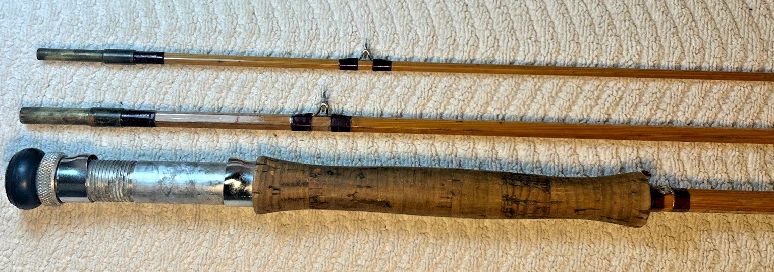 Split Cane Trout Fly Rod EDGAR SEALEY OCTOFLY 3 Piece 9’ with Bag Vintage