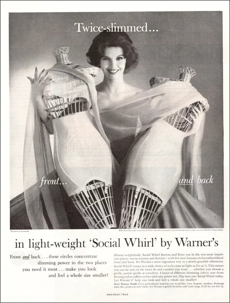 1950s Girdle Ad WARNER'S Social Whirl Girdle , flattens front & back 071619