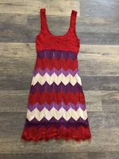 Vintage BeBe Multi Red Color Sleeveless Sweater Dress ~XS/S
