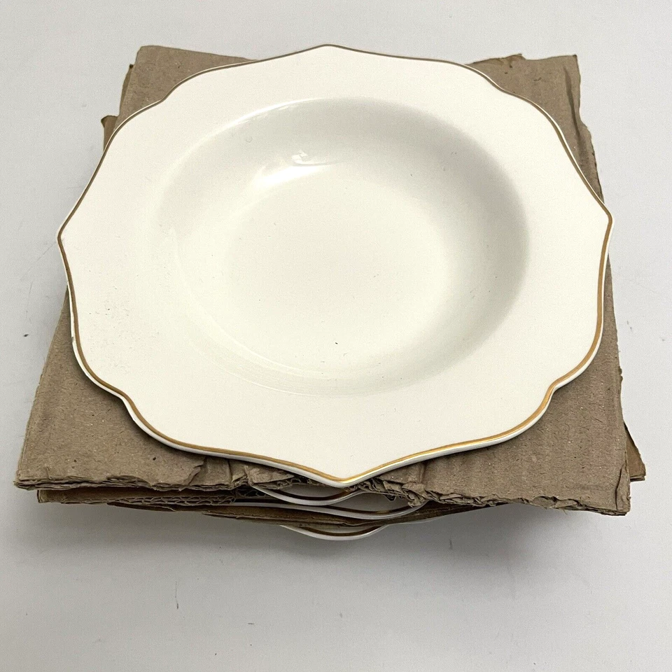 Juego de (4) placas florales Godinger Gatherings de 8” nuevas de porcelana de hueso de 1' de profundidad borde dorado Foto 2 de 4