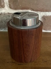 Vintage Scripto Rosewood and Chrome Steel Table Lighter  