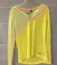115 NEW FILA SPORT Women's 1/4-Zip Performance Long Sleeve Top Yellow Large