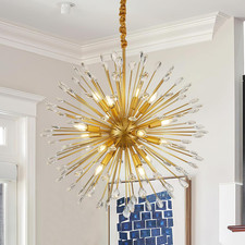 16-Light Gold Sputnik Chandeliers, 31" Starburst Firework Pendant Light Fixtures