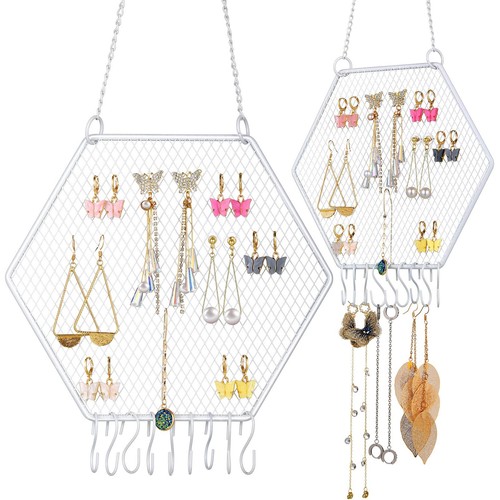 2 Pcs Earring Wall Holder Wall Mounted Earring Organizer Hanging Jewelry Stan...