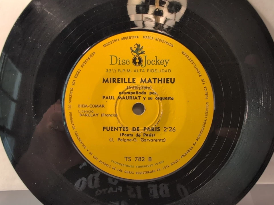 MIREILLE MATHIEU 1968 EL ULTIMO VALS / PUENTES DE PARIS 7" MINT Vinyl TS782 Foto 2 de 4
