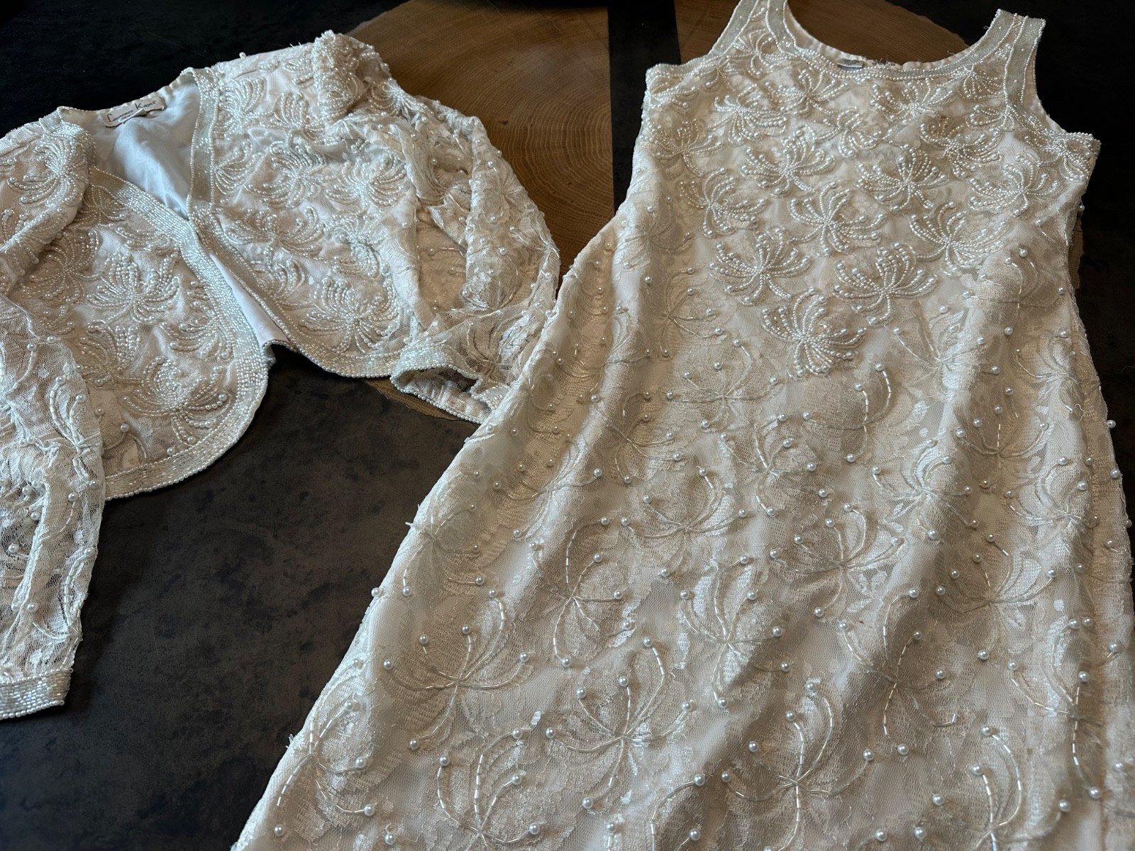 VTG LAURENCE KAZAR PEARL BEADED DRESS JACKET WOMENS M CLASSIC LUXURY WEDDING