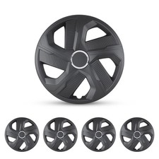 17 Set Of 4 Black Wheel Covers Snap-on Full Hub Caps Fit R15 Tire Steel Rim