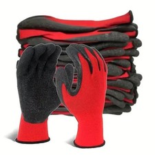 12Pairs of Labor insurance gloves Polyester latex gloves Non-slip and breathable