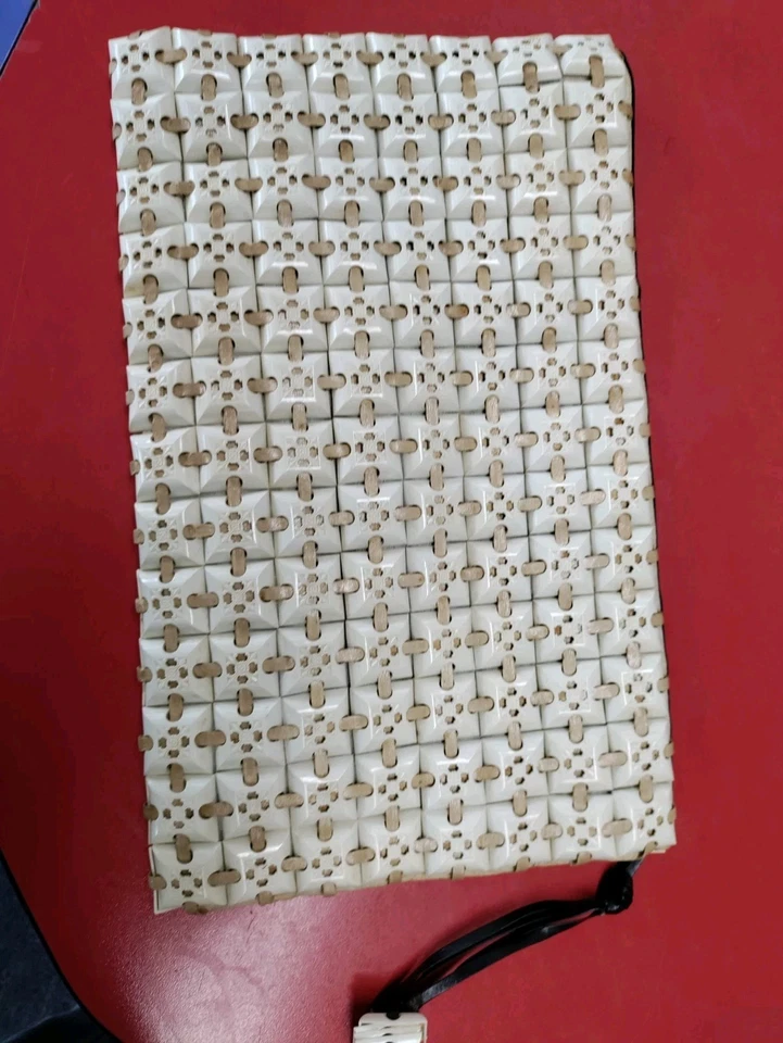 PLASTIC FLEX Plasticflex Purse Vtg 40s Tile Bag Clutch Handbag ivory/white - Image 3 of 4