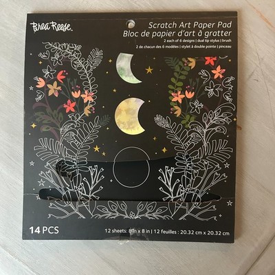 NWOT Brea Reese Scratch Art Paper Pad Kit, 8'' x 8'', Celestial Skies 12 pages