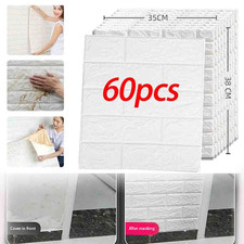 60X3D Wall Sticker Tiles Peel Stick On Tile Self Adhesive Bedroom Bathroom Decor