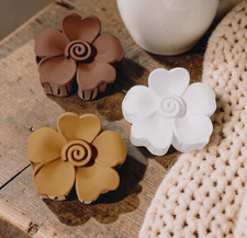 NEW 3 Pack Coffee, Chocolate Brown  White 2.5" Horizontal Hair Claw Clips