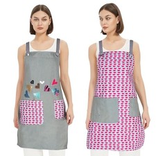 Double Layer Denim Embroidered Apron, Women's Hair Stylist Long Double-sided