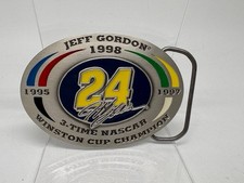 VINTAGE 1998 JEFF GORDON 3 TIME NASCAR WINSTON CUP CHAMPION PEWTER BELT BUCKLE