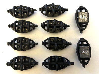 10 x Fishing Inline Method Feeders 20g Pellet Groundbait Carp Tackle BLACK