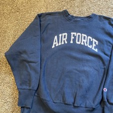 Vintage 90s Y2K Air Force USFA Champion Reverse Weave Crewneck Sweatshirt Blue L