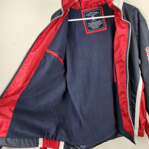 Vintage US Polo Assn Mens Jacket Windbreaker Full Zip Hooded Logo Blue Red SZ M - Picture 6 of 12