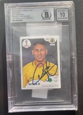 Neymar Jr. 2018 Panini World Cup Sticker Auto - Beckett Witnessed Autograph 