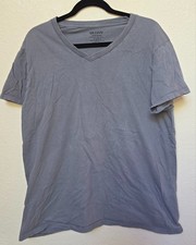 Gildan Women's 100 Cotton Grey V Neck T-shirt - Size L - Light Staining