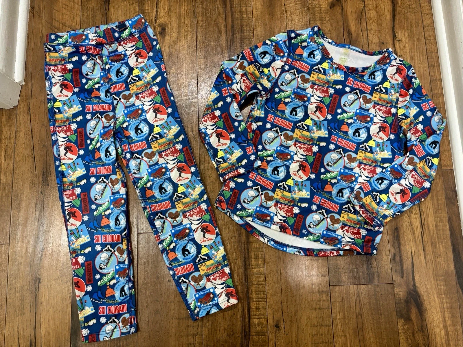 Bula Kids Colorado Print Winter Sports Base Layer Pajama Set Hockey Snowboard