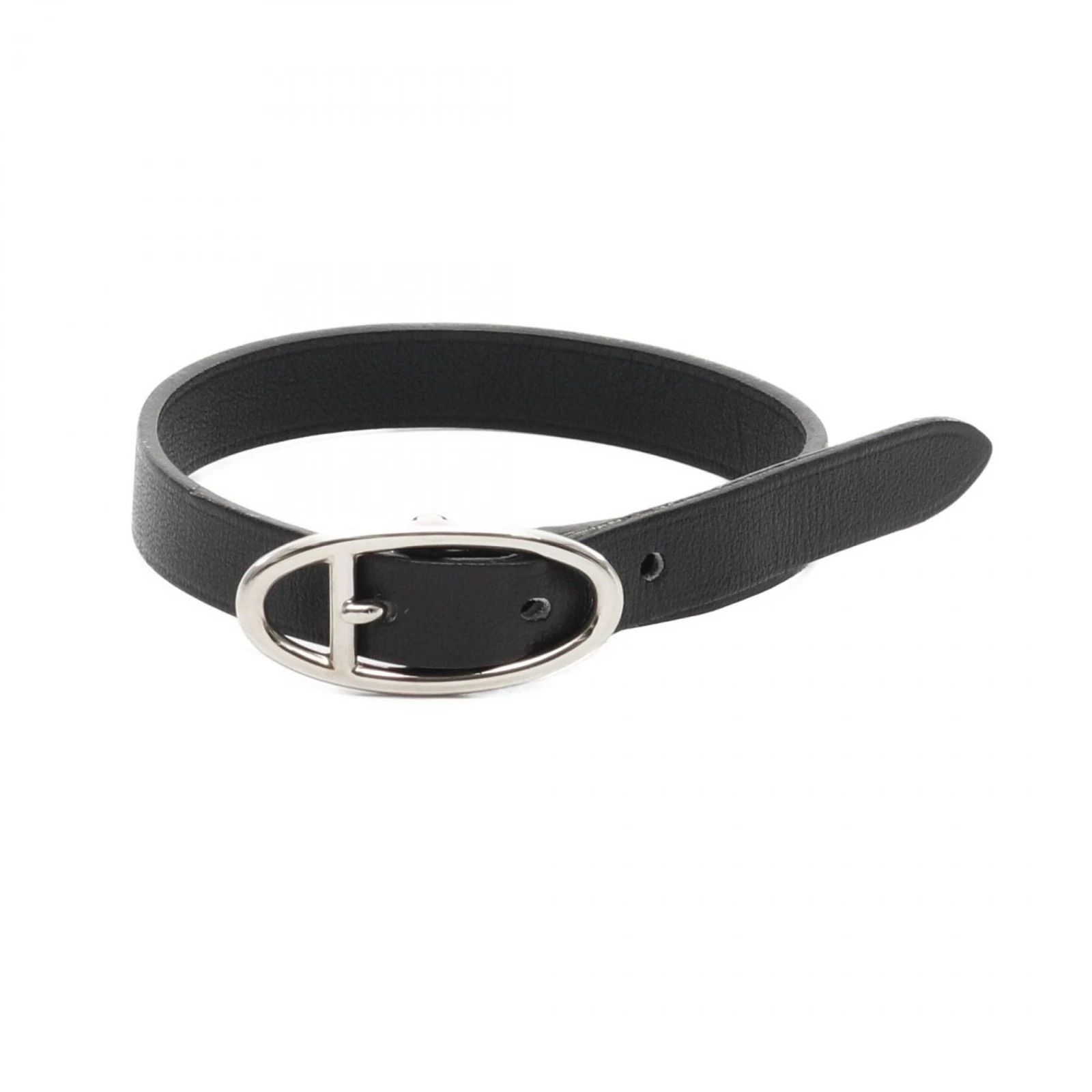 HERMÈS Y0719 Hermes Api 1 Bracciale Pelle Nero Argento