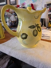 VTG Lemonade Pitcher And 2 Cups Lid Limes Desicnpac Inc 8" Wx10" Lx10" H * 