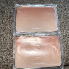 2 Burberry beauty pink Pouch Toiletry Cosmetic makeup bags designer logo 8x6