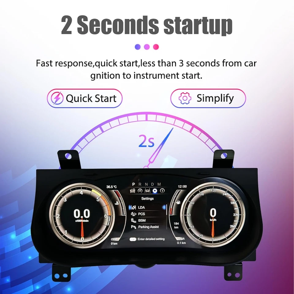 Panel velocímetro panel de instrumentos digital LCD de 12,3 pulgadas para Toyota Hilux 2016-24 Foto 3 de 4