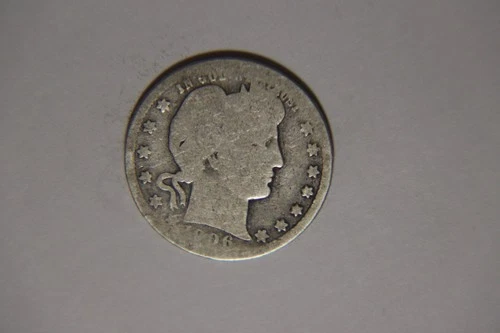 1906 D Barber Quarter 25C Cents Coin Silver