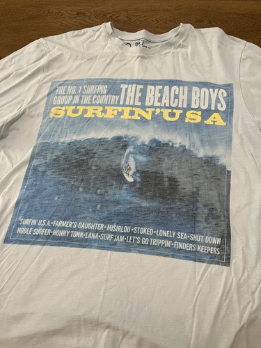 Beach Boys Surfin USA T Shirt Band Merch Size XL 2014 Sky Blue - Picture 2 of 10