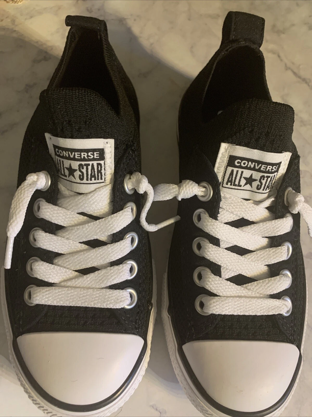 Converse All Stars Lowtops taglia 12Y slip in maglia nero