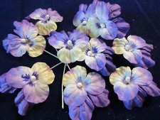 Vtg Millinery Flower Collection Purple Yellow Papery Pansies 2" H5273