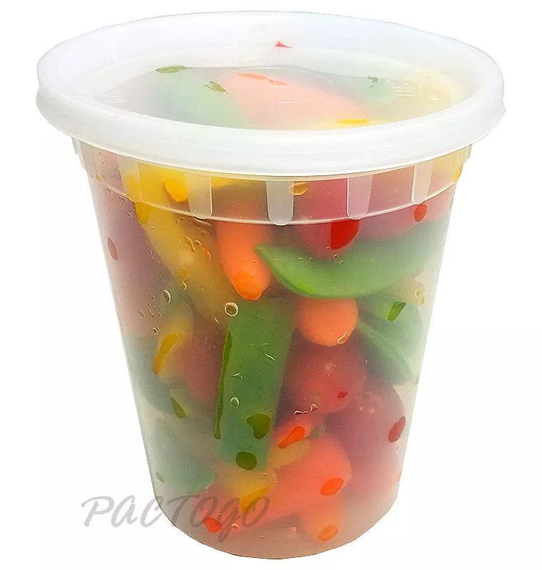 32 oz. Clear Plastic Soup/Food Containers w/Lids Combo (Microwaveable) - 24  Sets