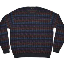 Tosani Canada Vintage Sweater size Med Colorful Cotton Striped Made in Canada