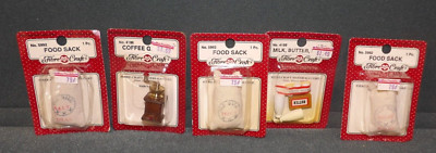 Vintage Fibre Craft Miniatures - Sacks Eggs Coffee - NOS Mint in Packages