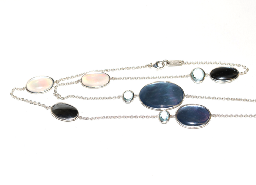EUC $1545 IPPOLITA Sterling Wonderland Station Black & Blue STONES Necklace 30"