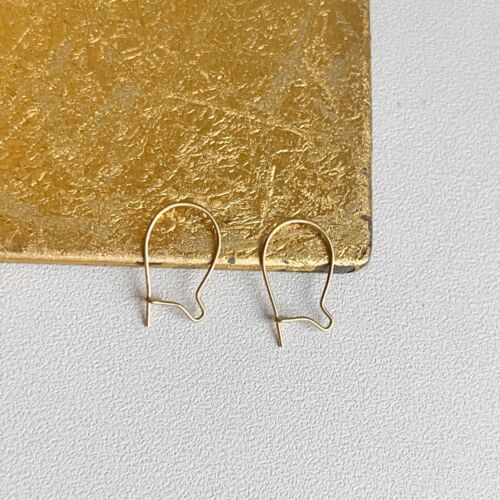 14KT Yellow Gold Thin Kidney Wire Hook Dangle Drop Earrings NEW 15mm DIY - Picture 1 of 11