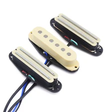 FLEOR  Alnico 5 SSS Dual Rails Pickups &  Single CoilSet for ST Guitar Cream