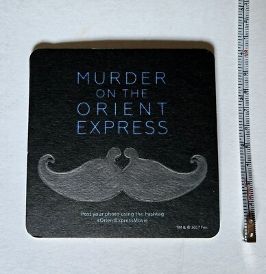 2017 MURDER ON THE ORIENT EXPRESS FILM PROMO POIROT MUSTACHE COASTER JOHNNY DEPP
