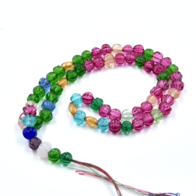 Hydro Multi Quartz Muskmelon Pumpkin Carved 6-7mm Quartz Beads 18''inch 1 Strand