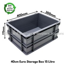 15 Litre Very Strong Grey Plastic Euro Parts Storage Container Boxes Box Bins