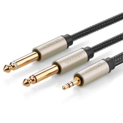 UGREEN Premium 3,5mm auf 2x6,35mm Audiokabel Grau 1m (AV126)