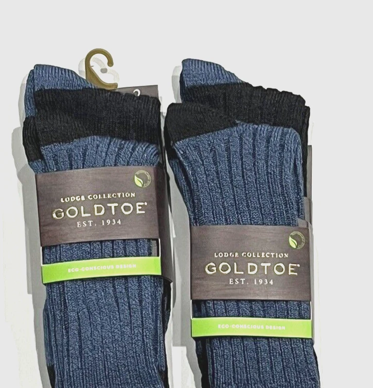 Gold Toe men's 4 pair pack Crew Socks - size 10-13 - Blue / Black solid