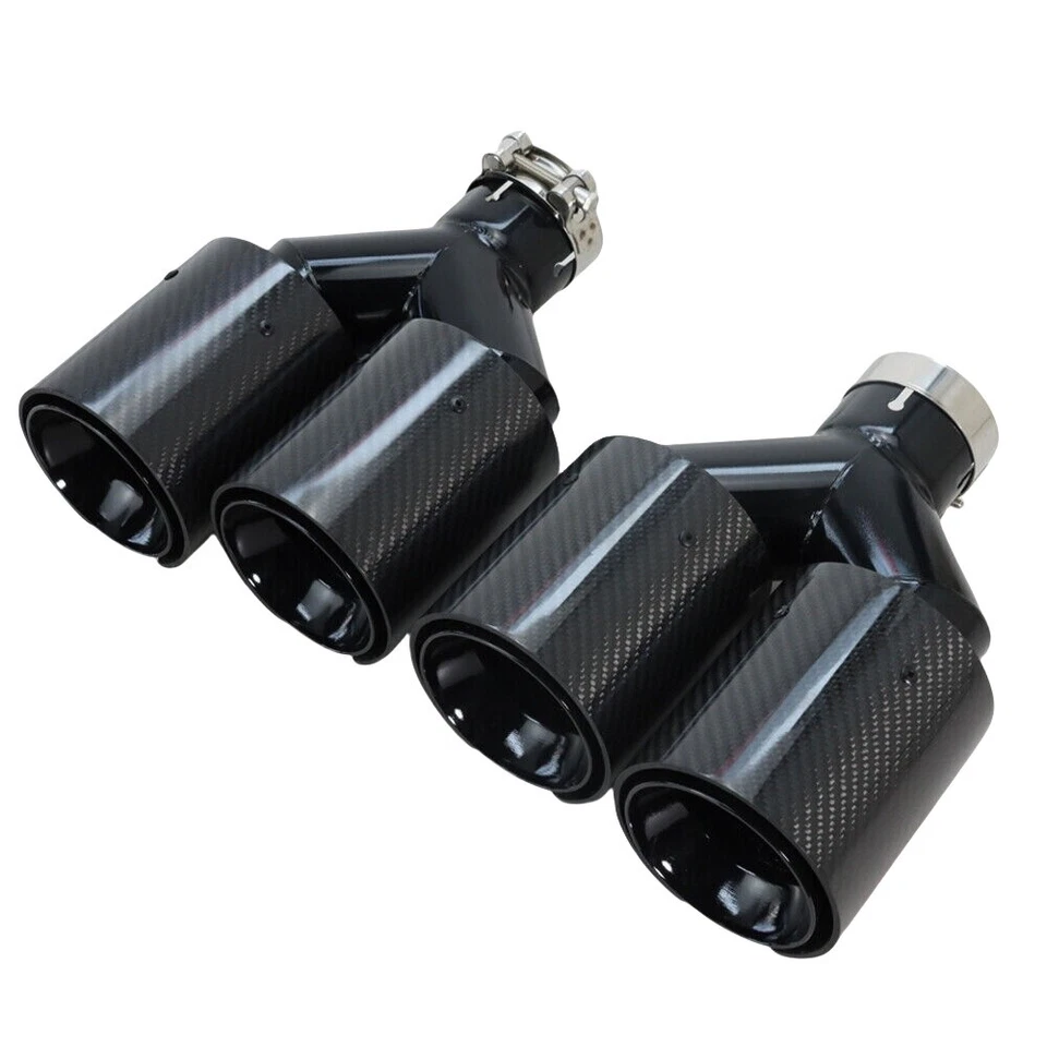 Tubo de escape doble de fibra de carbono para BMW 101 MM de salida 63 mm de entrada Foto 2 de 4